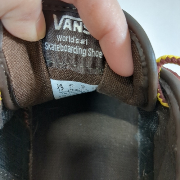 Vans Men's Brown Leather Skateboarding Shoe , Size 12 - Picture 6 of 7